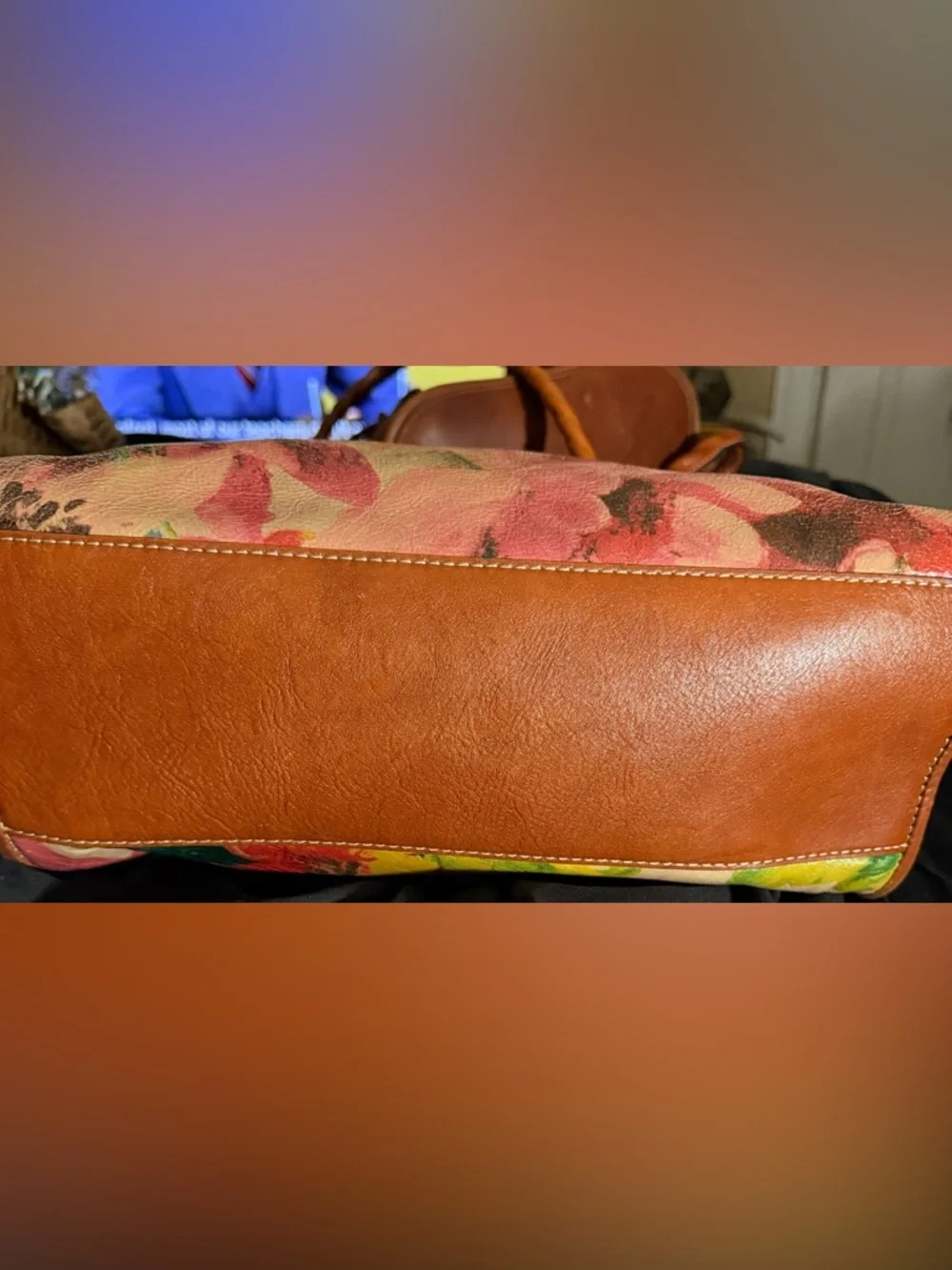Patricia Nash Floral Leather Top-Handle Bag in Pink and Tan - Picture 2 of 5